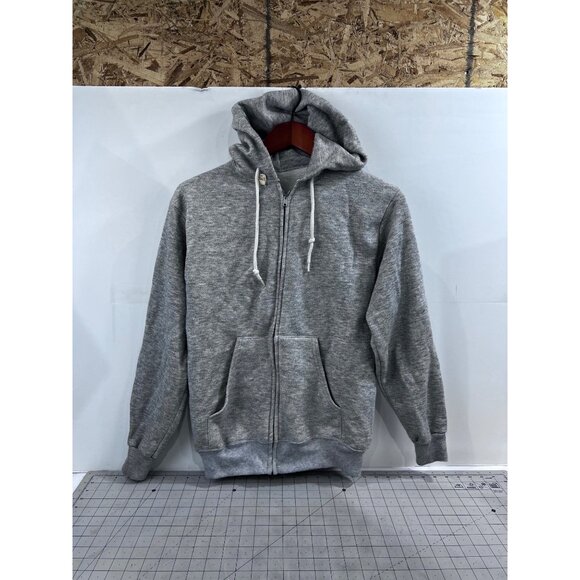 MW Gray Zip-Up Hoodie Sz. M Vintage 1980’s Metal Zipper ~minty~ Rocky Balboa - Picture 2 of 16
